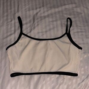 SHEIN Women's Cream and Black Strappy Top